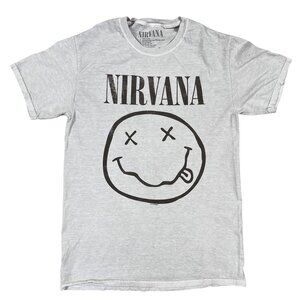 Nirvana Nevermind Smiley Face Gray T-Shirt Size Small